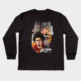 Kazuma Kiryu & Kasuga Ichiban Like a Dragon Infinite Wealth Kids Long Sleeve T-Shirt